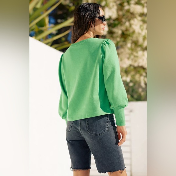 Maeve Seahorse Tufted Sweatshirt Green size Medium - Picture 5 of 15